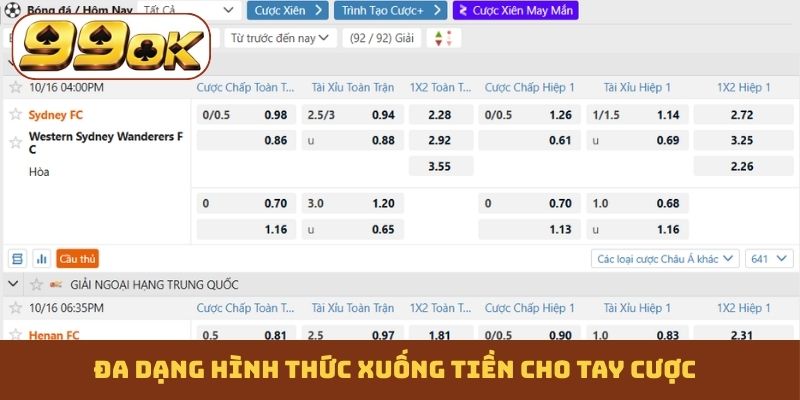 Đa dạng hình thức xuống tiền cho tay cược