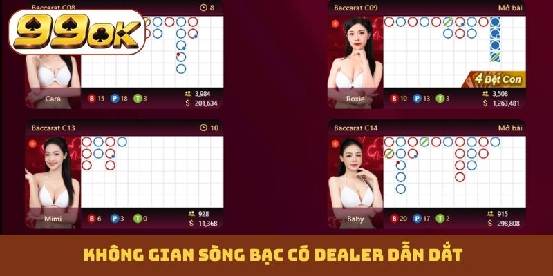 Không gian sòng bạc có dealer dẫn dắt
